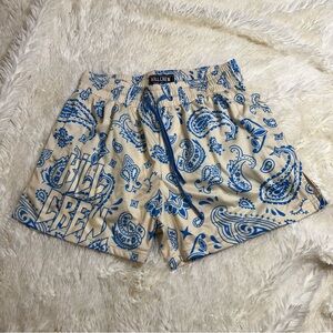 Kill Crew mens Blue/Cream mesh Shorts Paisley Design large no liner 5” inseam